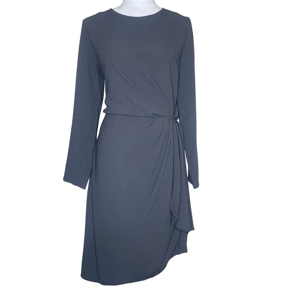 Julia Jordan Black Long Sleeve Faux Wrap Dress Semi Formal Event Occasion 12